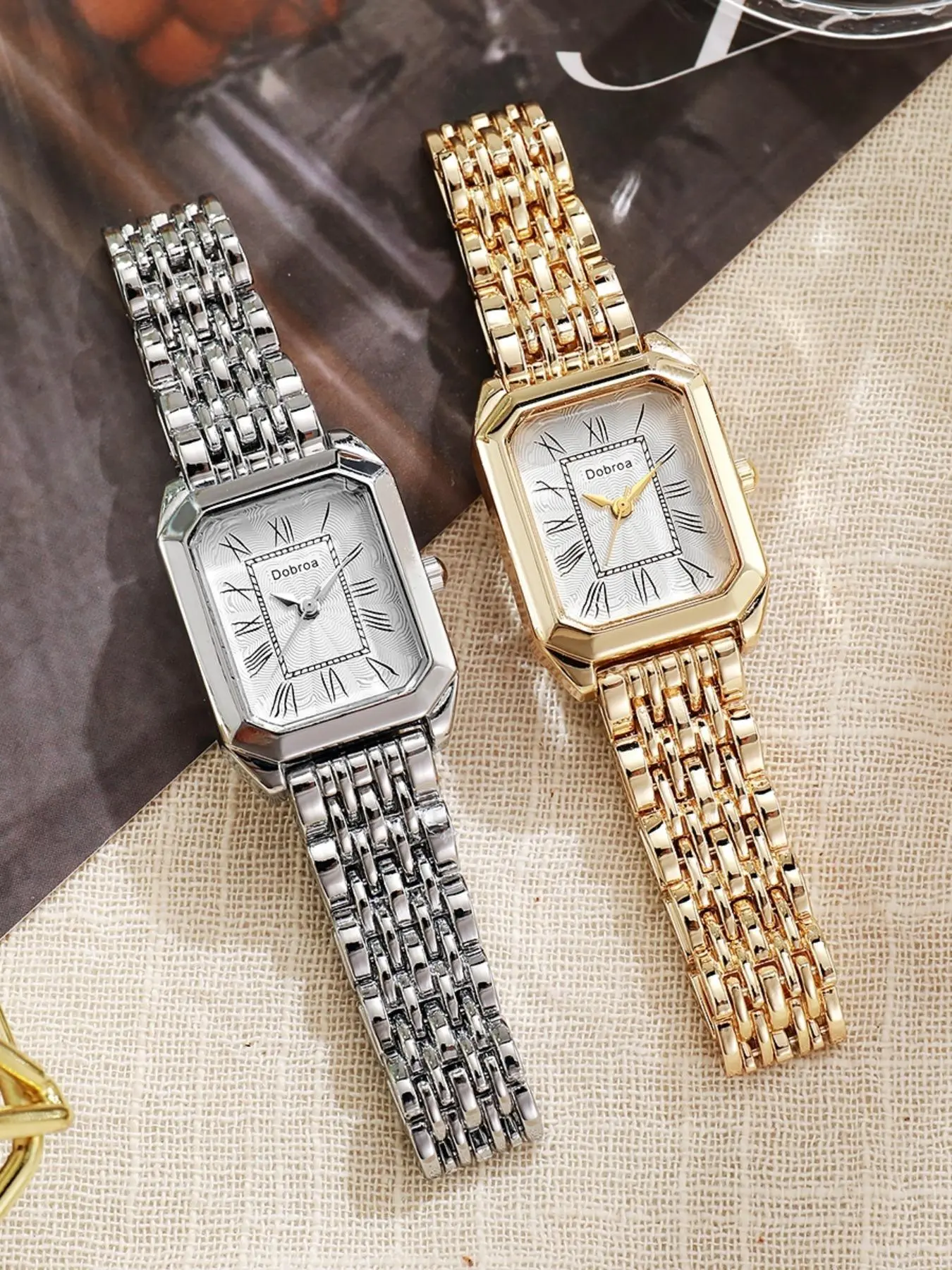 Women's Elegant Rectangle Dial Quartz Watch, Modern Fashionable Wristwatch, Square Dial Wristwatch, Fashion Watch for Party, Daily Clothing Decor, Trendy All-match & Exquisite Watch for Birthday Gift, Fashion Wristwatches without Box