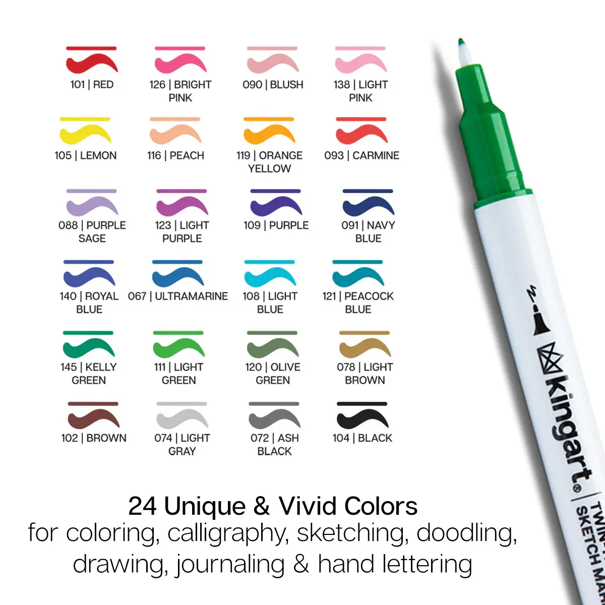 KINGART Twin-Tip Brush Pen