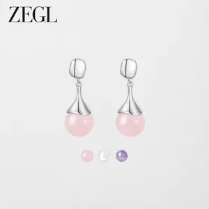 ZEGL Amethyst Earrings, Hand-strung, Jewelry Accessories, Relieve Anxiety, Bring New Beginnings and Good Luck, Enhance Empathy, a Thoughtful Gift for Friends, Daughters, and Mothers