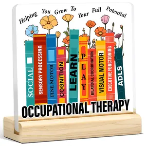 1pc Occupational Therapy Acrylic Sign for OT Desk – Motivational Quote Plaque with Colorful Book Spine Layout for Pediatric Therapy Office, Rehab Clinic, Graduation Christmas Birthday Home Decoration Thank You Gift Ornament