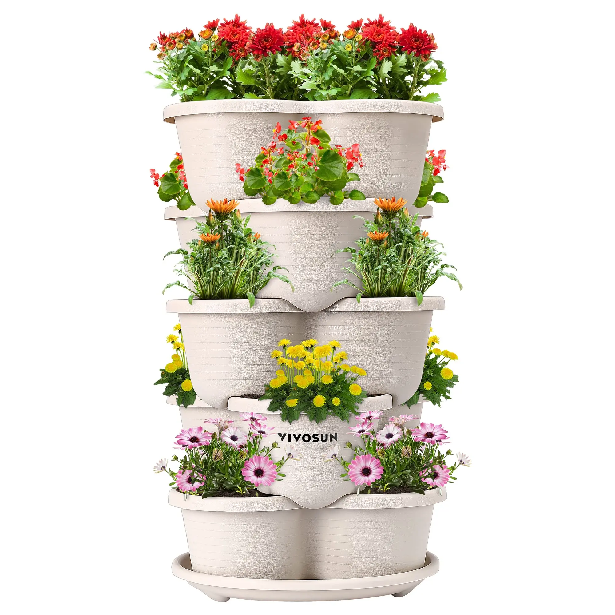 5 Tier Vertical Gardening Stackable Planter for Strawberries, Flowers, Herbs, Vegetables