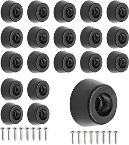 20 Pcs Cutting Board Feet, 0.31" X 0.59" (H X D) round Black Rubber Feet Non Slip Bumpers Pads with Stainless Steel Screws for Furniture Cabinet Chair Electronics LifCratms