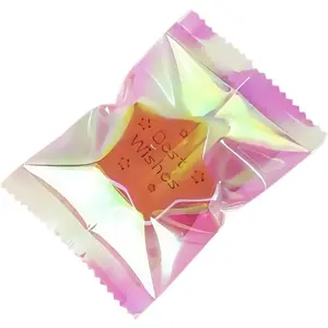 100 Pack 3.54x4.72 inch Iridescent Holographic Cellophane  Bags Clear Heat Seal Cookie Candy Wrappers Individual Bakery Packaging Homemade Pouch for Birthday Party Favor  Snacks