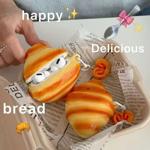 1 piece of croissant headphone case,Cute wireless Bluetooth earphone case, drop resistant, durable and stylish accessory, suitable for AirPods pro3/1/2/3/4/pro/pro2(Different models may have different shapes)