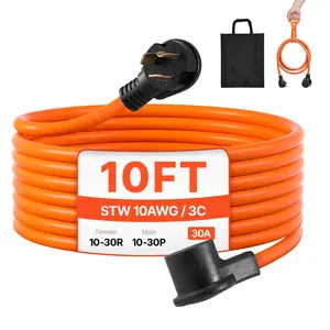 10 Ft Dryer Extension Cord 3-Prong NEMA 10-30P To 10-30R 30 Amp Power Cable For Electric Clothes Dryer, Heavy Duty Appliance Lead, 3-Wire Grounded Cord, Rated Flexible Insulated And UL Listed