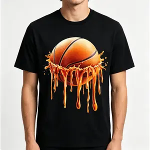 Basketball Drip Graphic T-Shirt – Street Hooper Energy🏀💧| Soft 100% Cotton Tee| TikTok Viral Streetwear| Breathable Lightweight Casual Outfit| Trendy Urban Fashion Shirt| Perfect Gift for Basketball Lovers