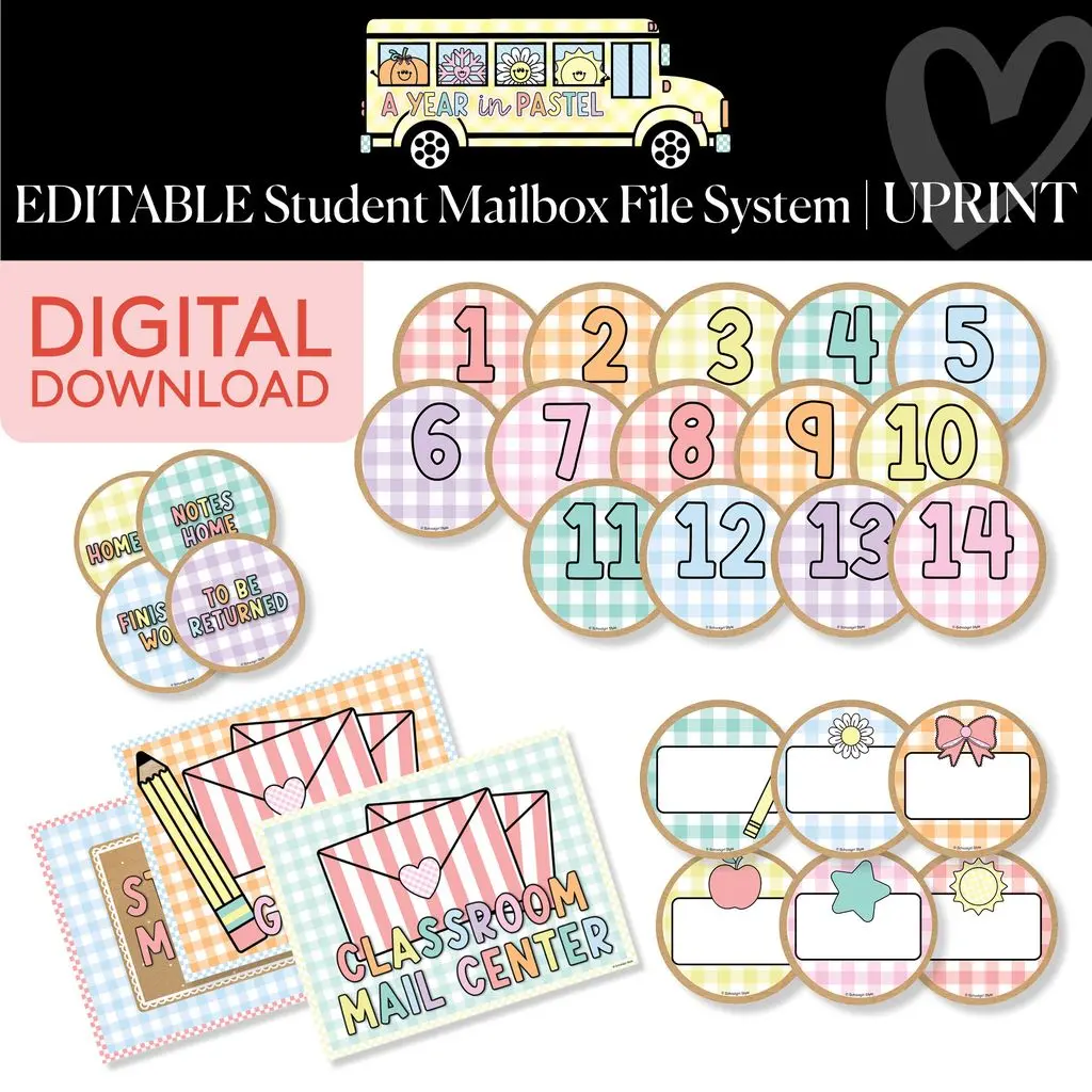 Printable Editable Student Mailbox File System | A Year In Pastel