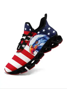 Men's Fashionable Eagle Print Low Top Sneakers, Casual Comfortable Breathable Sports Running Athletic Shoes, Male All-match Round Toe Shoes for Daily Wear