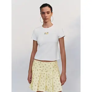 URBAN REVIVO Women's Fitted Round Neck Short-Sleeve Cotton Fabric T-Shirt - 2026 Viral Streetwear Casual Clothes, Fitted T-Shirt for Women's Clothes