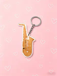 Acrylic Musical Instrument Keychain, Unique Saxophone Design, Perfect Gift for Music Lovers, Ideal for Valentine's Day & Outdoor Use