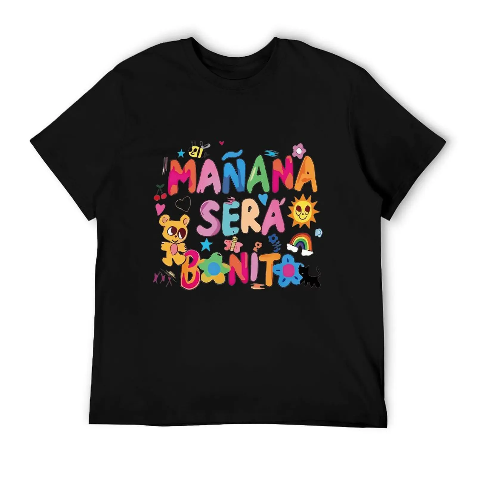 Women's Vibrant Casual T-Shirt - "Manana Sera Bonito" Colorful Letter Print, Round Neck, Machine Washable - Perfect for Spring & Autumn, Everyday Top|Playful Graphic Tee|Smooth Texture