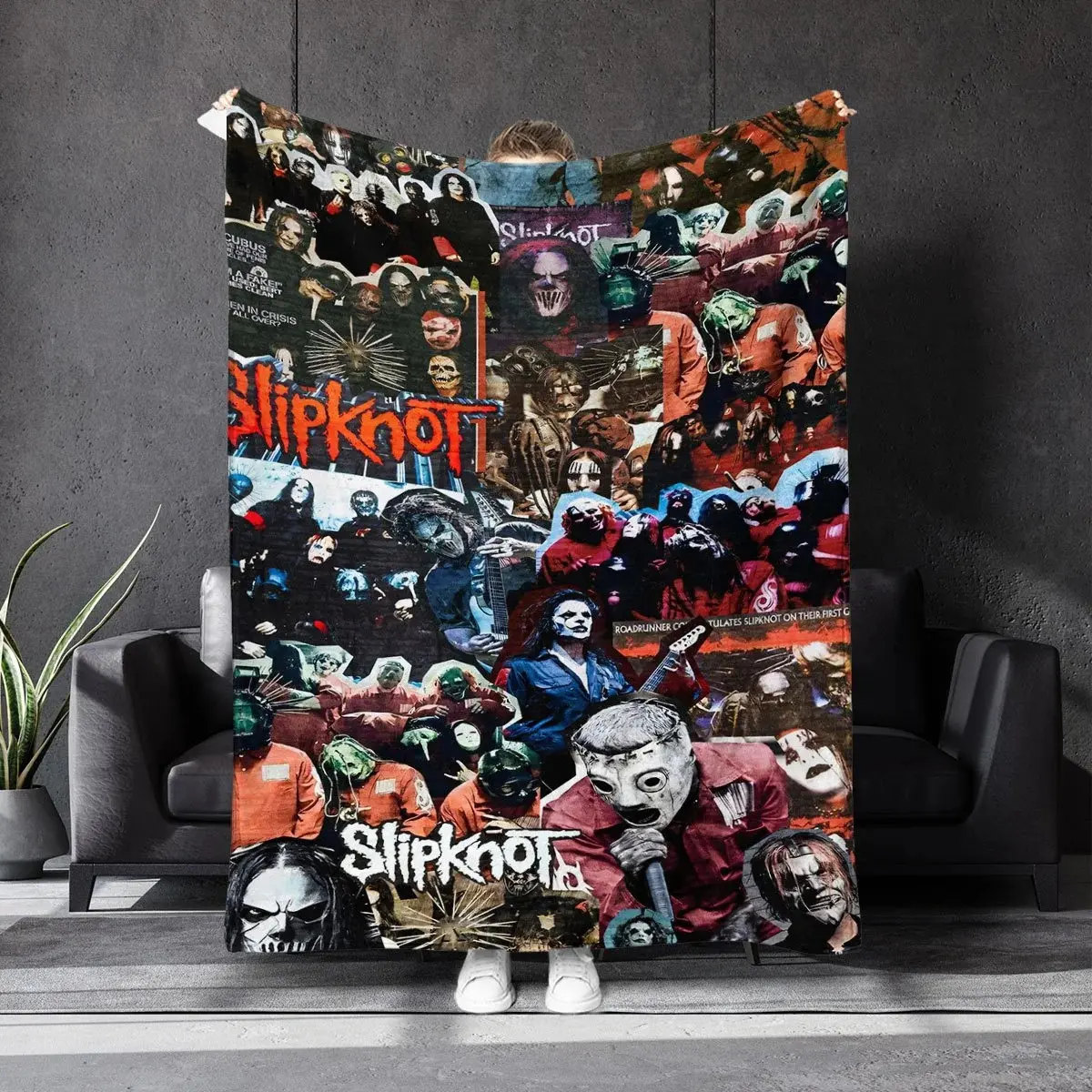 SLIPKNOT themed print style art plush blanket - lightweight and durable, suitable for living room, bedroom or outdoor use, comfortable bedding