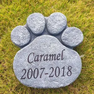 Paw Print Dog Memorial Stones Garden Stones, Personalized Dog Grave Markers Headstones Engraved with Name and Dates Dog Loss Stones - 8"×8"×1.6"