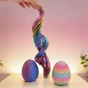3D Printed Twisty Fidget Egg Easter Egg Design Fluid Flow Stress Relief Desktop Ornament for Home Office Fun Relaxation gifts for boyfriend realistic croak-color-changing fun toy Laser Engraved Dragon Egg Ornament（2pcs）