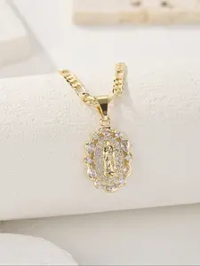 St. Mary Pendant Necklace Unisex, Fashion Simple Jewelry, 14k Gold Plated Copper, Christmas Gift, Birthday, Anniversary Present