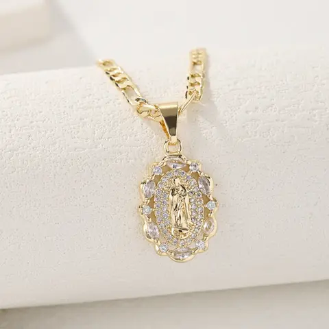 St. Mary Pendant Necklace Unisex, Exquisite Trendy Elegant Pendant, Fashion Simple Jewelry, 14k Gold Plated Copper, Christmas Gift, Birthday, Anniversary Present