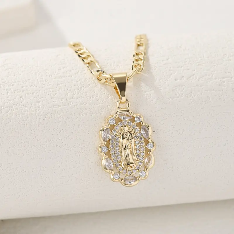 St. Mary Pendant Necklace Unisex, Exquisite Trendy Elegant Pendant, Fashion Simple Jewelry, 14k Gold Plated Copper, Christmas Gift, Birthday, Anniversary Present