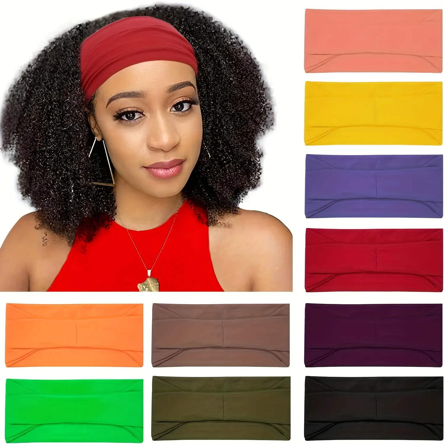 3-Pack Boho Wide Headbands for Women, Solid Color Thick Non-Slip Sweatbands for Workout, Yoga & Gym Hair Wraps, Athletic Headbands, Training Headband