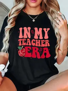 In My Teacher Era Back To School Teacher Team T-Shirt Round Neck Short Sleeve T-Shirt Women's Men's Graphic Tee