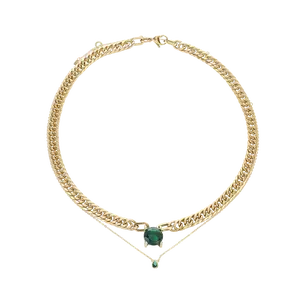 EMERALD DOT LAYERED NECKLACE SET