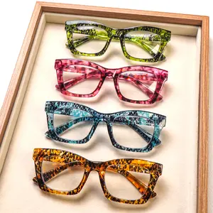 4-Piece Set Of Stylish And Elegant Anti-Blue Light Reading Glasses For Women Retro-Print Frames With Spring Hinges For All Face Shapes Perfect For Daily Wear, Outings, And Work Ideal Holiday Gift Or Christmas Present