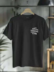 100% Cotton Unisex Anti Running Running Club White Logo T-Shirt Anti Cardio Fat Club