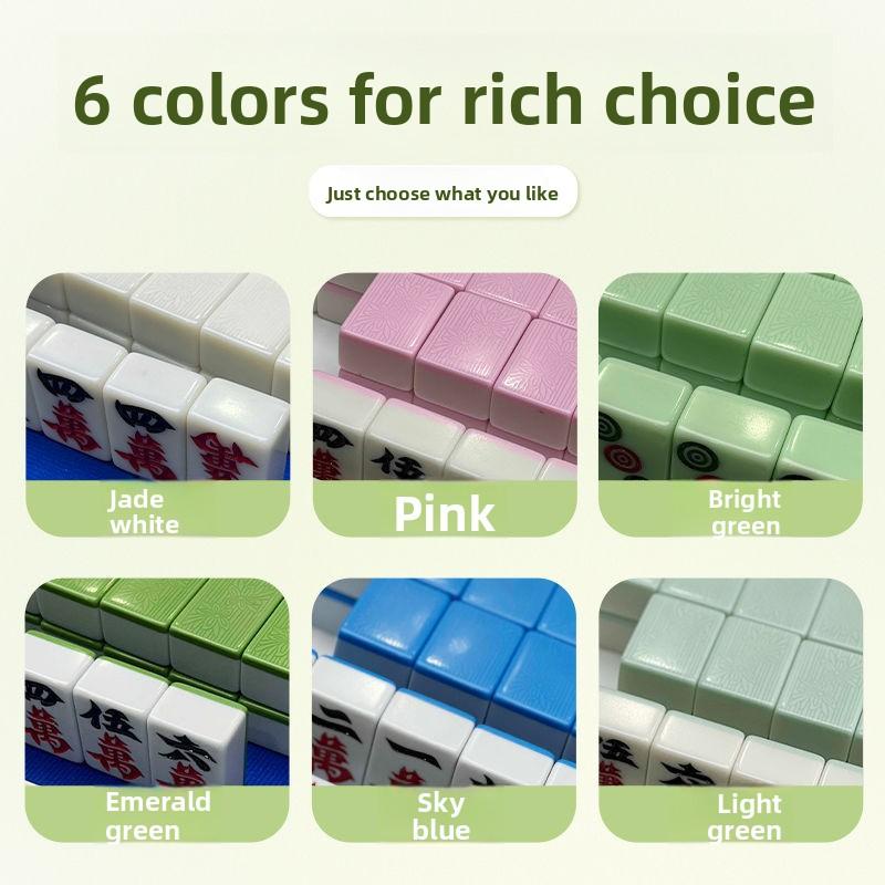 Hand-Cranked Mahjong 108 Large Tiles Set for Home Use, Extra Large Family Set in Six Colors