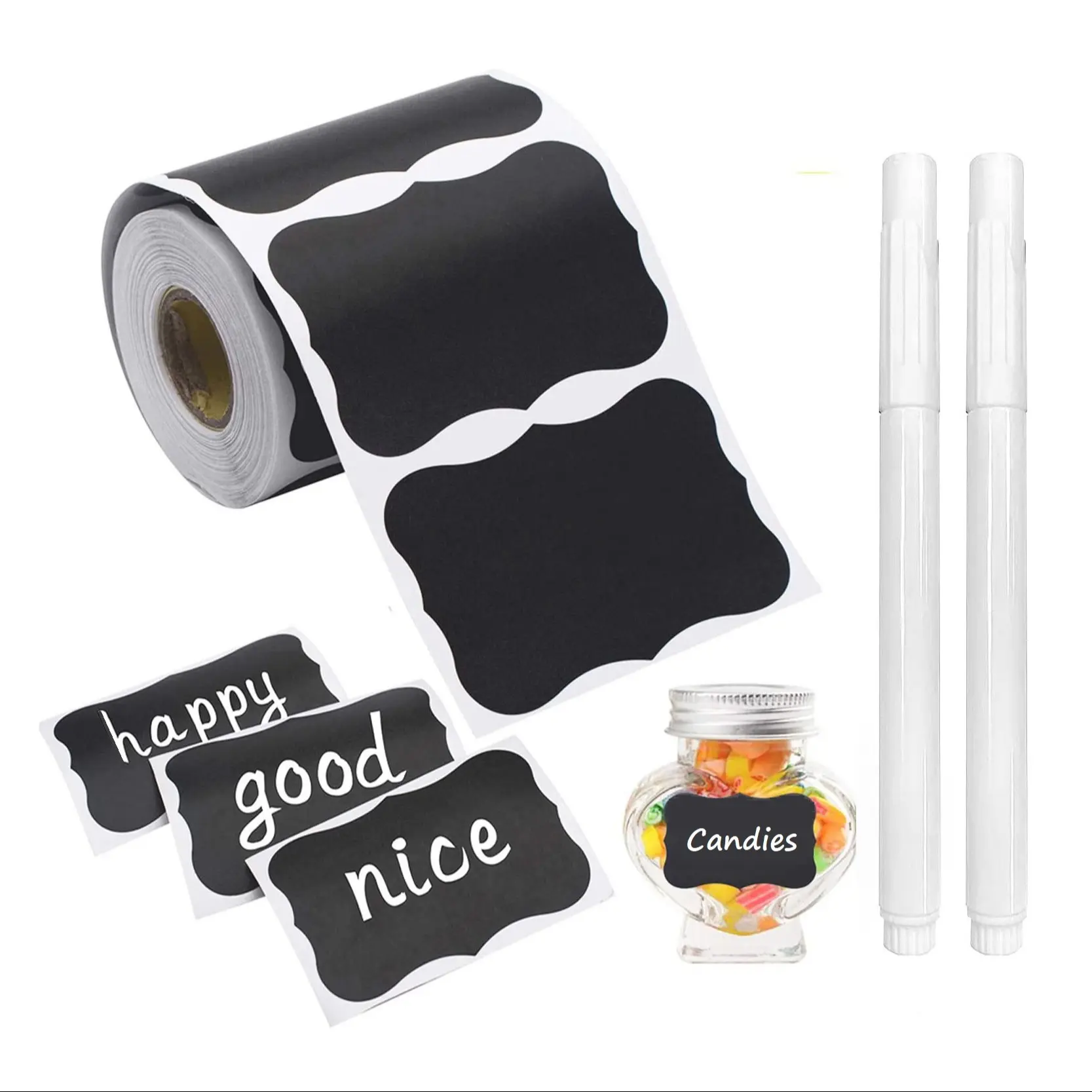 120 Erasable Kitchen Jar Labels Per Roll, Includes Labels, Perfect Christmas Gift for Seasonal Celebrations, Home Use Bottle Stickers, Adhesive Stickers, Pantry Labels, Sticky Labels