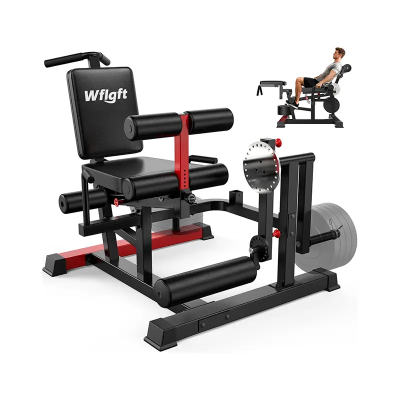 Pooboo 4-in-1 Steel Leg Extension & Curl Machine for Home Gym Boys, No-Wobble 700LB Capacity User-Friendly Functional Space-Saving Leg Workout Equipment, Foam-Enhanced Adjustable Fit for 1" & 2" Plates