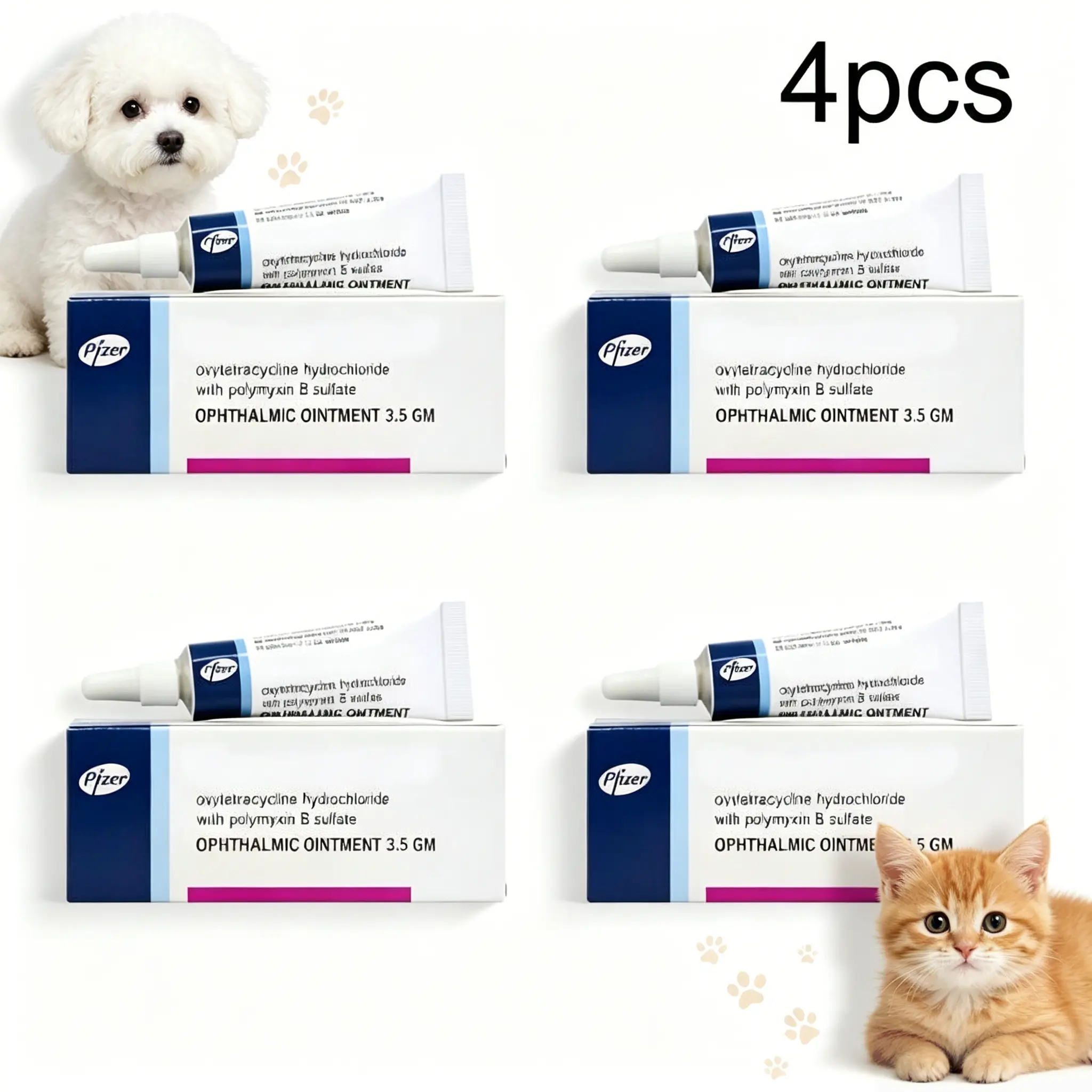 4PCS Pet Eye Care Ointment - Gently Cleans Eyes and HelpsReduce Tear Stains for Dogs & Cats, Must-Have GroomingAccessory