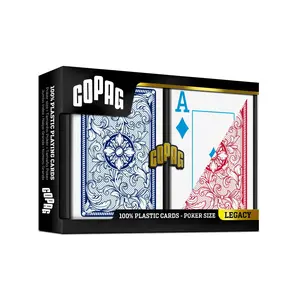 Copag Legacy 4-Color Plastic Double Deck Set – Poker Size – Red & Blue – Jumbo Index