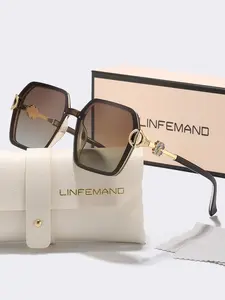 Rhinestone Decorated Leaf Design Geometric Frame Sunglasses, Trendy Casual Sunglasses for Women, Fashion Accessories for Everyday Use and Outdoor Activities