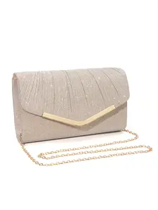 Elegant Pleated Women's Evening Clutch, Sparkling Envelope Clutch, Handheld Wallet, Versatile Chain for Crossbody Wear, Perfect for Weddings, Parties, Banquets, and Holiday Gifts