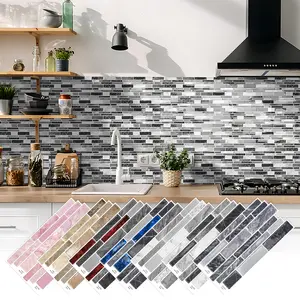3D Thickened Peel-And-Stick Ceramic Tile Wall Decals, Moisture-Proof & Mould-Proof, Ideal for Kitchen, Bathroom, Living Room Walls