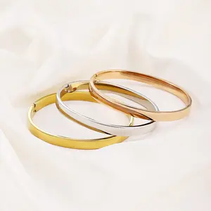 Waterproof Titanium Steel Bracelet – Minimalist Curved Bangle with Clasp, Stainless Steel Cuff, Fade-Resistant Modern Jewelry for Women & Men luxury engagement ring