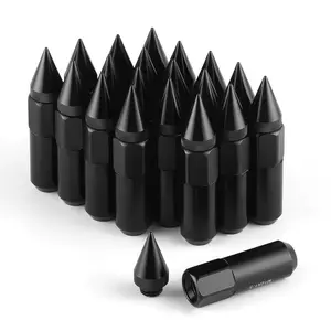 20PCS M12X1.5 Wheel Lug Nuts, Cap Spiked Extended Tuner 60mm Aluminum Wheels Rims Lug Nuts (Black)