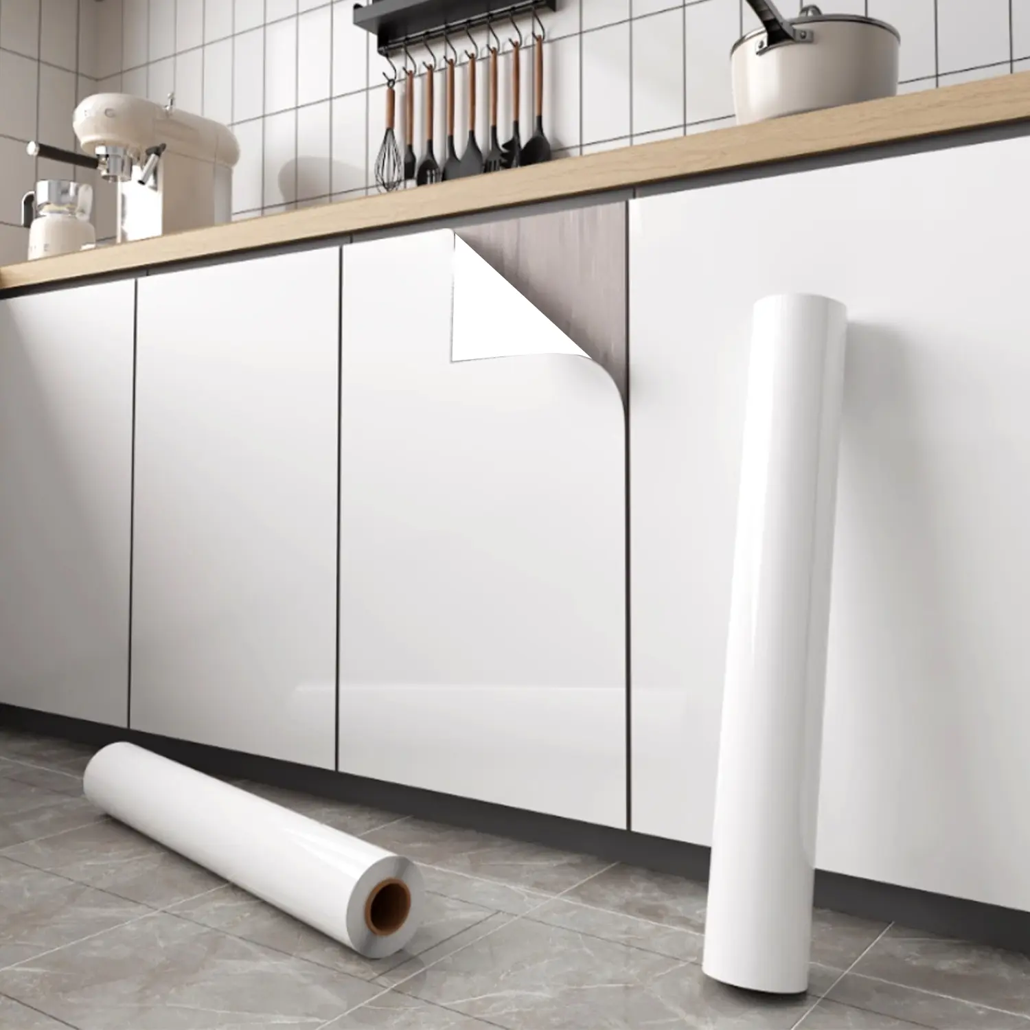 Waterproof PVC Pearl Film Wallpaper, Self-Adhesive Wardrobe Kitchen Bathroom Wall Stickers, Waterproof Wallpaper For Bathroom, Modern High Gloss Finish, Easy DIY Installation, Diy Wallpapers, Peel And Stick Wallpaper