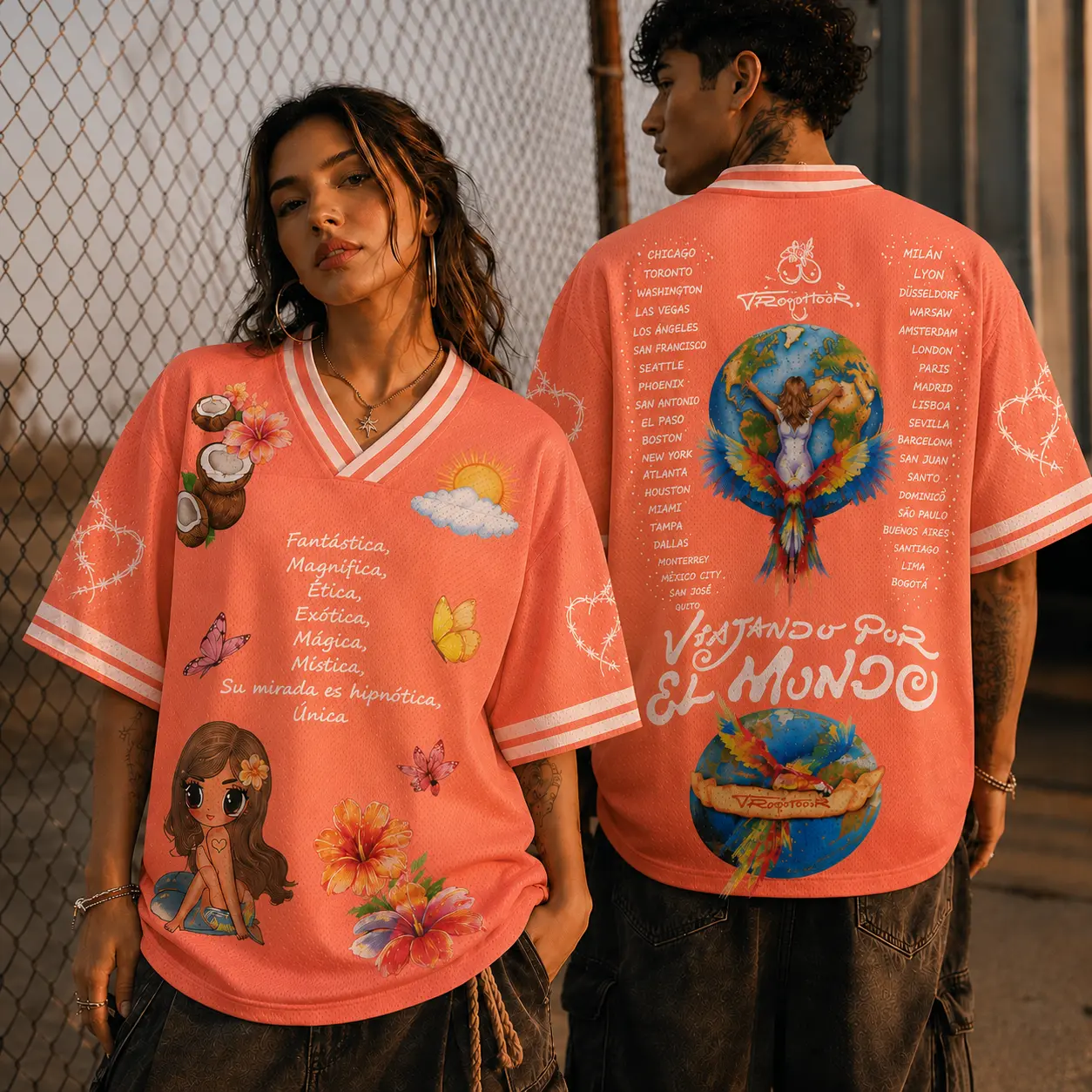 Football Jersey Latin Music Tour Inspired |  Viajando Por El Mundo Tropitour Limited Edition Jersey Mesh, Cute Doodle Design Outfit, Gift for Fans