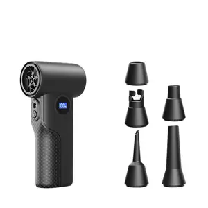 Portable Outdoor Cordless Hair Dryer, 110000 Rpm Turbo Fan, 4000mah Rechargeable, Digital Display, Multiple Nozzles, Ideal for Camping & Fire Pit Cleaning