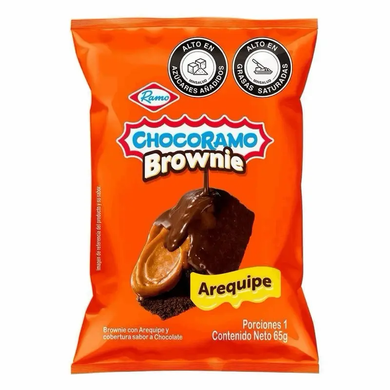 Ramo Choco Brownie with Caramel - Chocobrownie Arequipe - Snack Cake - Individual Serving 65 g - Ideal for Chocolate Lovers