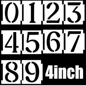 20pcs 4 Inch Plastic Number Stencils (0-9) for House Numbers, Reusable Curb Stencil Kit for Address Painting, Mailbox, DIY Spray Paint Stencil for Wall, Wood, Fabric, Sign