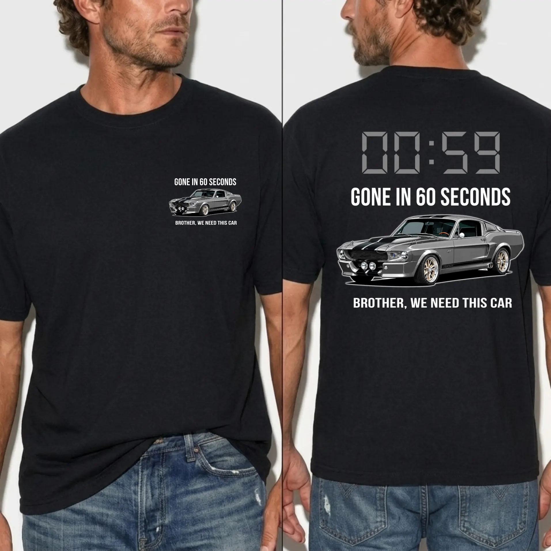 Gone in 60 Seconds T-Shirt, 1967 Shelby Mustang GT500 Graphic Tee, Classic Movie Car T-Shirt, Gift for Movie Fans
