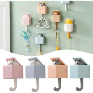 4 Pack Cute Cat Wall Hooks – Self Adhesive Decorative Key Holder Hooks for Wall, No Drill Coat Hooks, Animal Hooks for Towel, Bag, Hat, Backpack – Funny Pet Hanger for Kids Room, Kitchen, Bathroom, Entryway, Office Storage & Decor