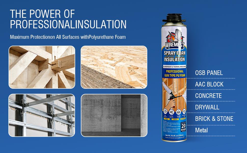 Spray Foam Insulation Kit 40 Sq.Ft,High Density Closed CellPolyurethane Wide Spray Foam Kit for Reduced EnergyBills,Easy DIY Use for Walls, Ceilings, Attics and Garage Doors