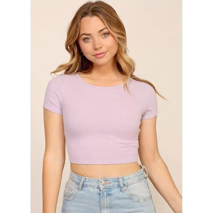 Basic Knit Top-Lavender