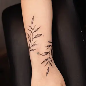 Fresh branches and vines tattoo stickers, forest leaves, long-lasting waterproof temporary tattoo stickers suitable for arms and legs