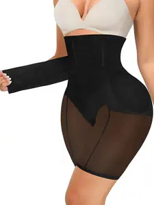 3 IN 1 High Elastic Mesh Thong Panties for Women Shapewear, Strong Wrinkle Reduction, Detachable Waistband, Butt Lifting Pads, All Seasons Wearable Underwear