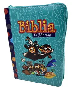 Biblia Para niños Mi Gran Vieje RVR, 1960 Turquesa Con Indice Y Cierre 8.5PUNTOS Soft Cover