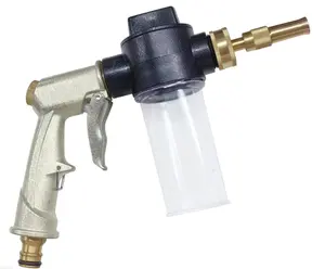 Car Wash Foam Gun Sprayer, Adjustable Metal High-Pressure Spray Hose Nozzle with 3.5oz/100cc Plastic Soap Dispenser Bottle, Fit Car Washing, Watering Plants, Floor Cleaning (Silvery)