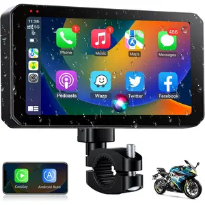 6.25 inch Motorcycle CarPlay GPS Navigation System w Apple Carplay and Android Auto Portable Screen with Bluetooth Navigation Siri Google Assistant Waterproof Moto Carplay Screen